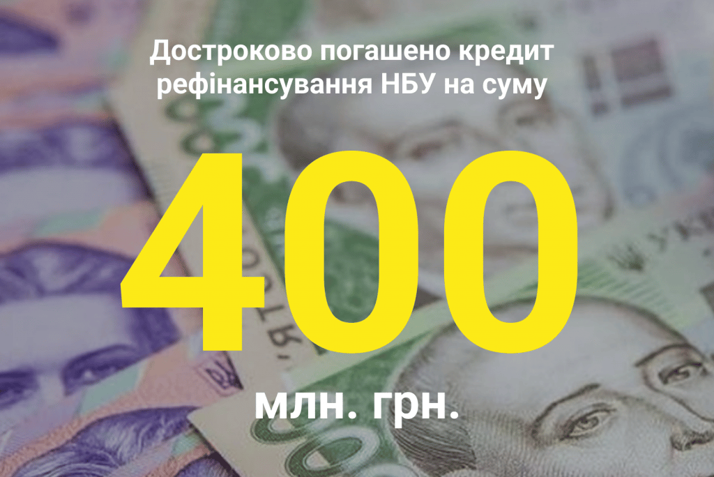 БАНК ІНВЕСТИЦІЙ ТА ЗАОЩАДЖЕНЬ завчасно та повністю погасив рефінансування від НБУ